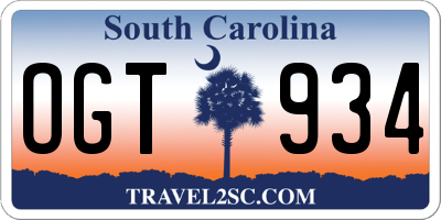SC license plate OGT934