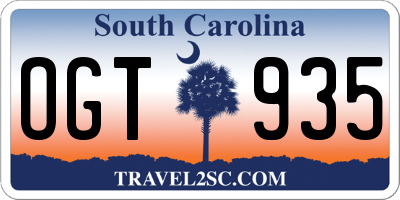 SC license plate OGT935