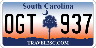SC license plate OGT937