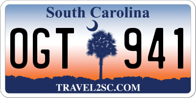 SC license plate OGT941
