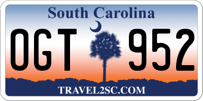 SC license plate OGT952