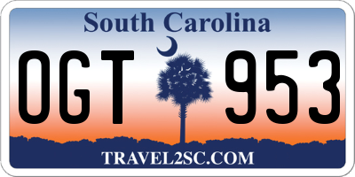 SC license plate OGT953