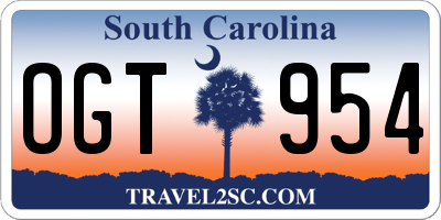 SC license plate OGT954