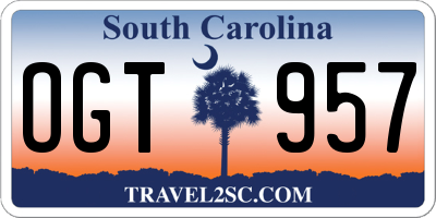 SC license plate OGT957