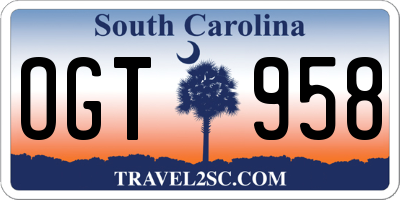 SC license plate OGT958