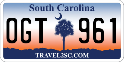 SC license plate OGT961