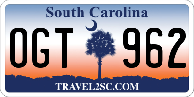 SC license plate OGT962