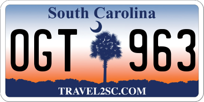SC license plate OGT963