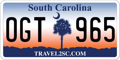 SC license plate OGT965
