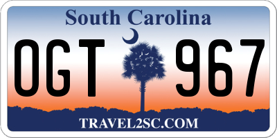 SC license plate OGT967