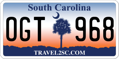 SC license plate OGT968