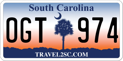 SC license plate OGT974