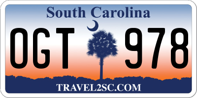 SC license plate OGT978