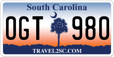 SC license plate OGT980