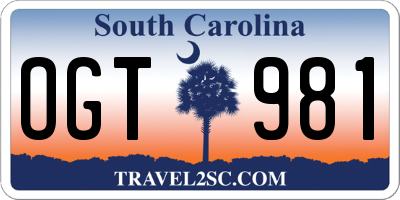 SC license plate OGT981