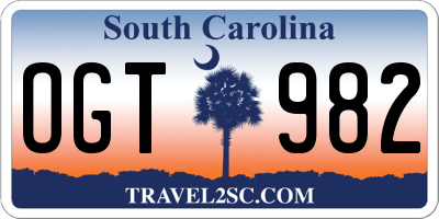 SC license plate OGT982