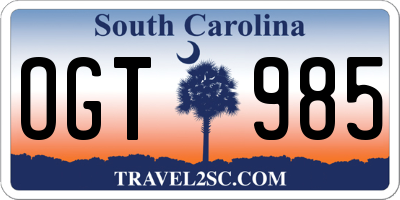 SC license plate OGT985