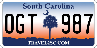 SC license plate OGT987