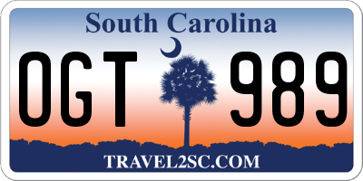 SC license plate OGT989