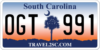 SC license plate OGT991