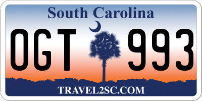 SC license plate OGT993