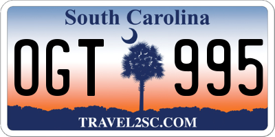 SC license plate OGT995