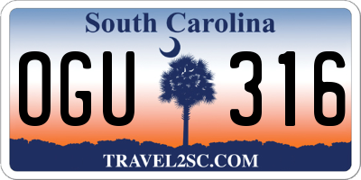 SC license plate OGU316