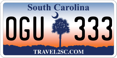 SC license plate OGU333