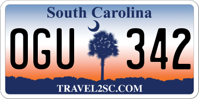 SC license plate OGU342