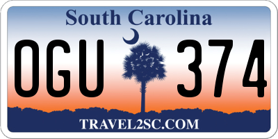 SC license plate OGU374