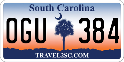 SC license plate OGU384