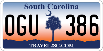 SC license plate OGU386