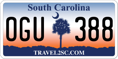 SC license plate OGU388