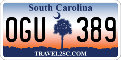 SC license plate OGU389
