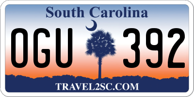 SC license plate OGU392