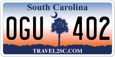 SC license plate OGU402