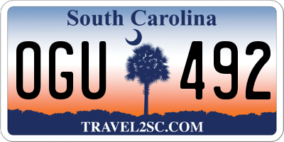 SC license plate OGU492