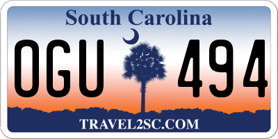 SC license plate OGU494