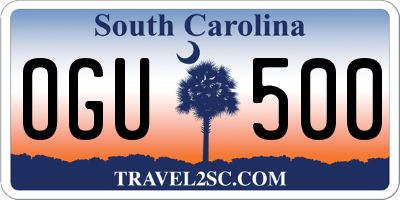SC license plate OGU500