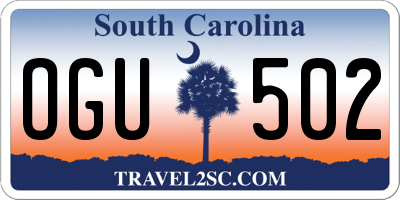 SC license plate OGU502