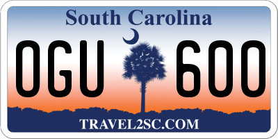 SC license plate OGU600