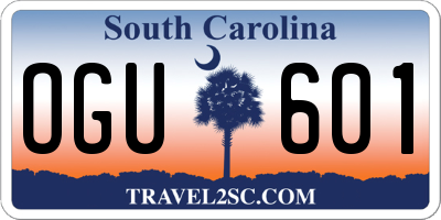 SC license plate OGU601