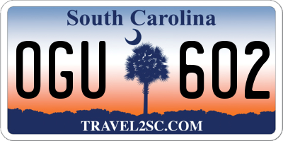SC license plate OGU602