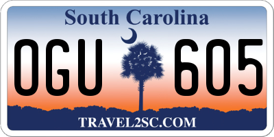 SC license plate OGU605