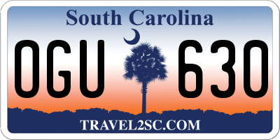 SC license plate OGU630