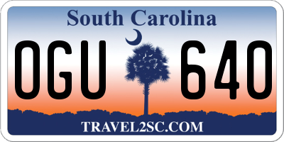 SC license plate OGU640