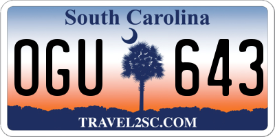 SC license plate OGU643