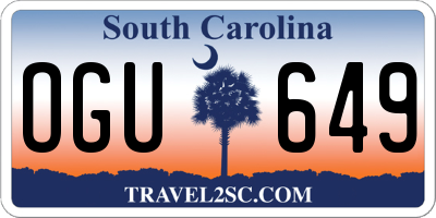 SC license plate OGU649