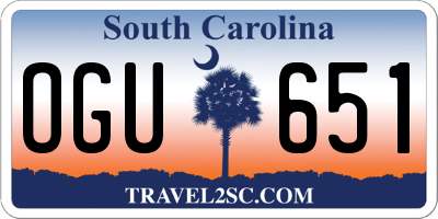 SC license plate OGU651