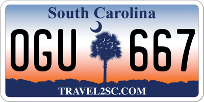 SC license plate OGU667